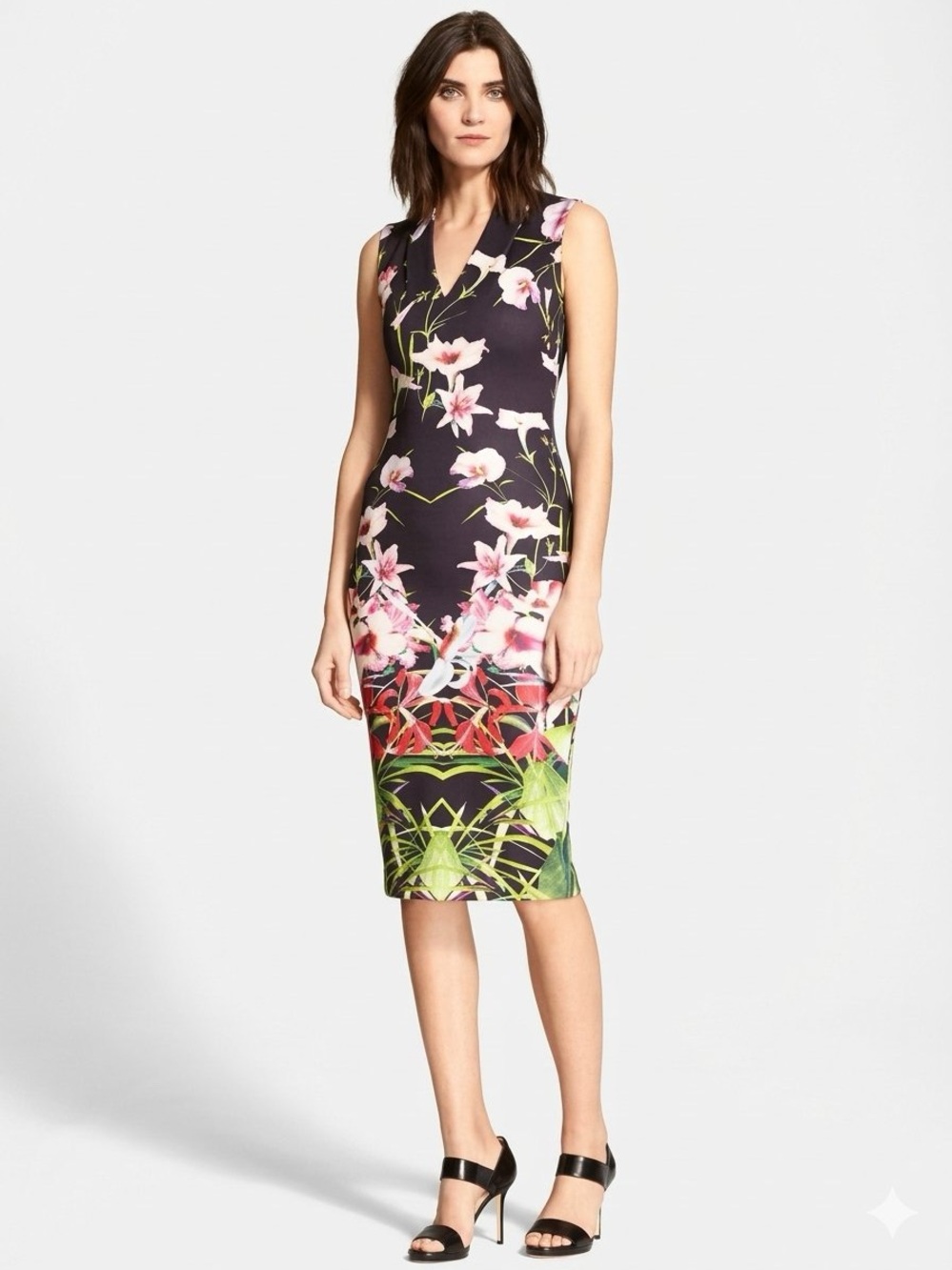 $385 Ted Baker4/10 Size Floral Midi Feminine Dress Women’s